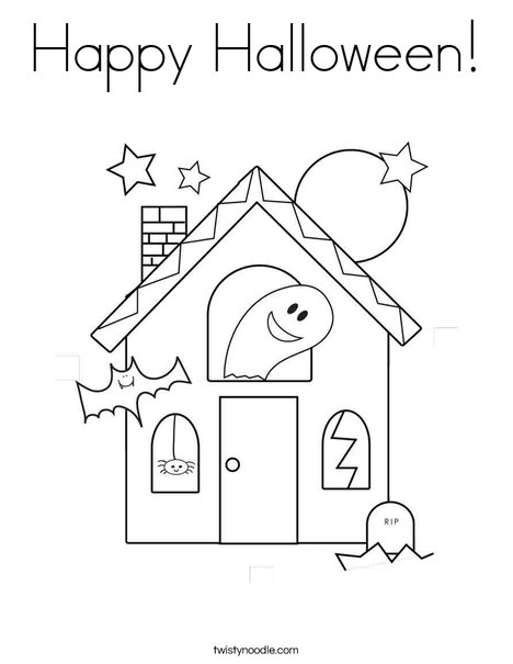 Halloween Haunted House Coloring Page