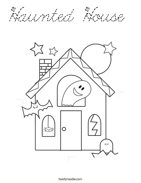 Halloween Haunted House Coloring Page