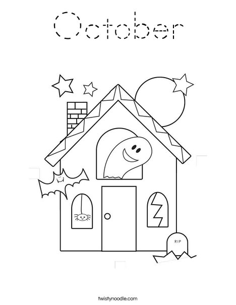 Halloween Haunted House Coloring Page