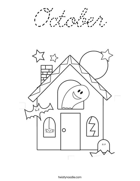 Halloween Haunted House Coloring Page