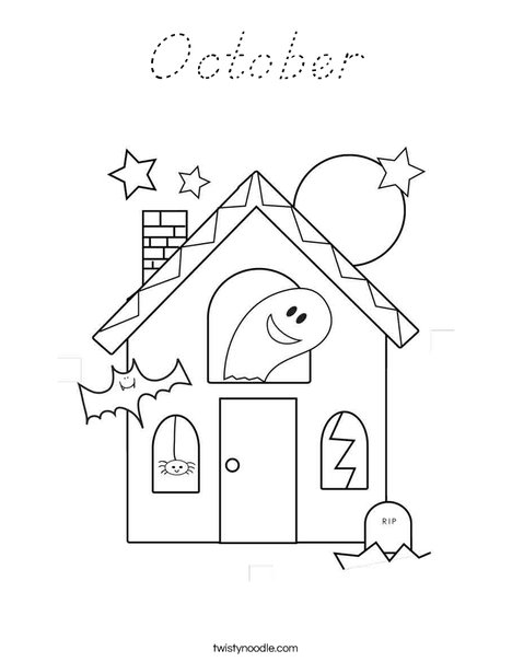 Halloween Haunted House Coloring Page