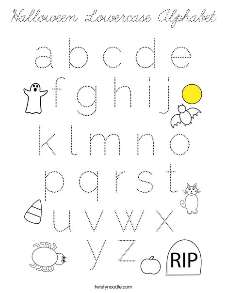 Halloween Lowercase Alphabet Coloring Page
