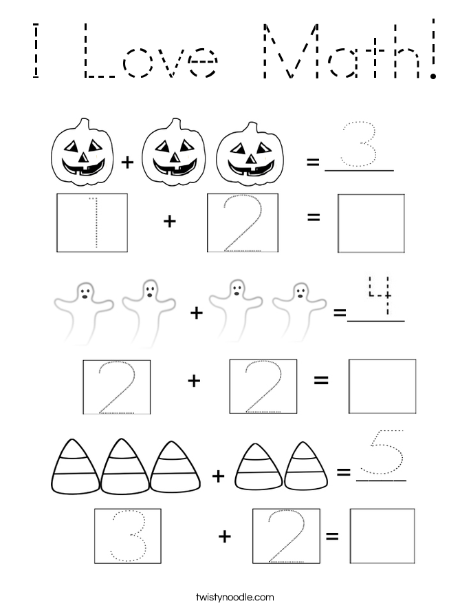 I Love Math! Coloring Page