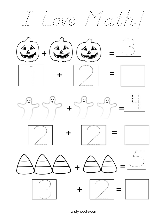 I Love Math! Coloring Page