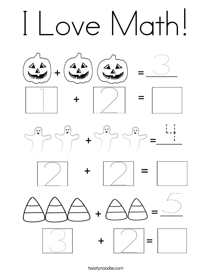 I Love Math! Coloring Page