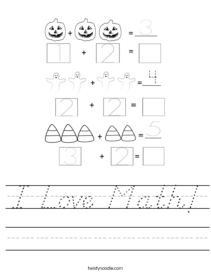 I Love Math! Worksheet