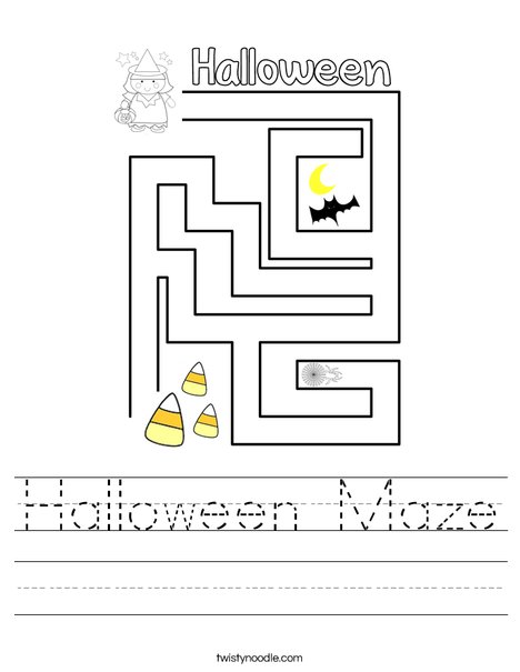 Halloween Maze Worksheet Twisty Noodle Halloween Maze Worksheet Twisty Noodle