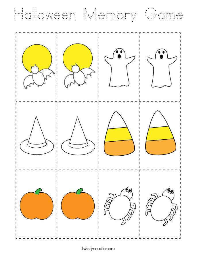 Halloween Memory Game Coloring Page