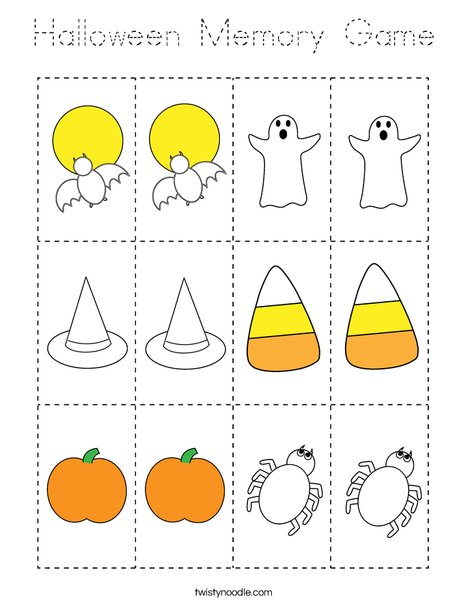 Halloween Memory Game Coloring Page