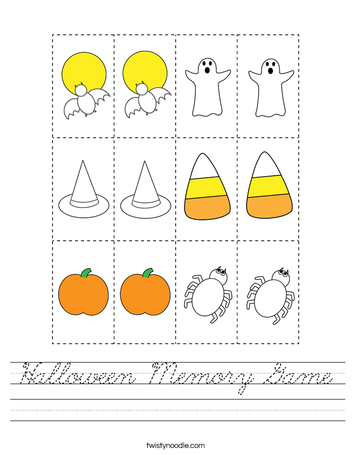 Halloween Memory Game Worksheet