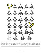 Halloween Missing Letters Handwriting Sheet