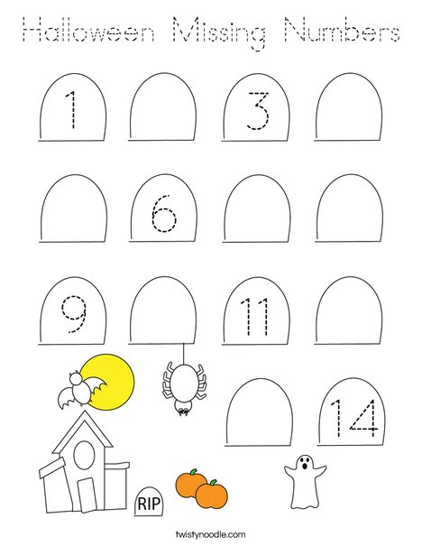 Halloween Missing Numbers Coloring Page