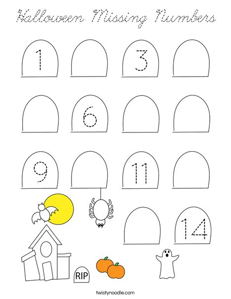 Halloween Missing Numbers Coloring Page