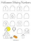 Halloween Missing Numbers Coloring Page