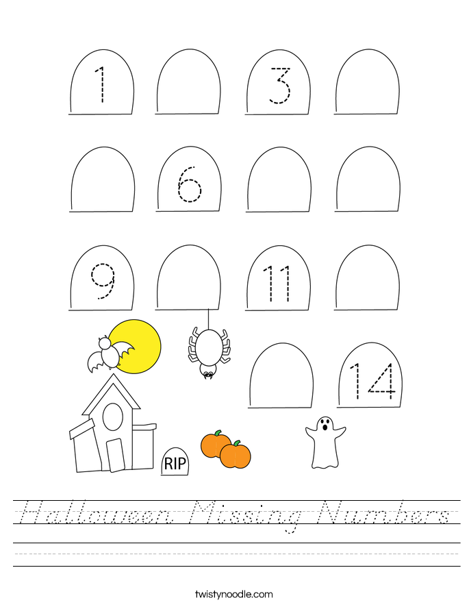Halloween Missing Numbers Worksheet
