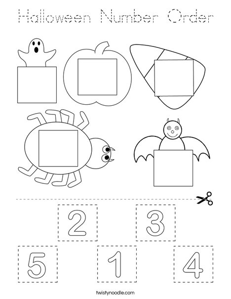 Halloween Number Order Coloring Page