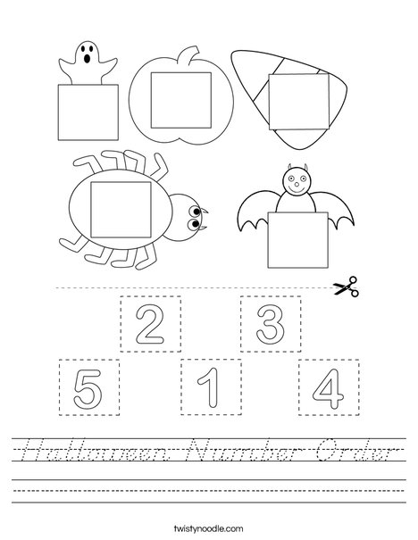 Halloween Number Order Worksheet