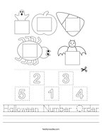 Halloween Number Order Handwriting Sheet