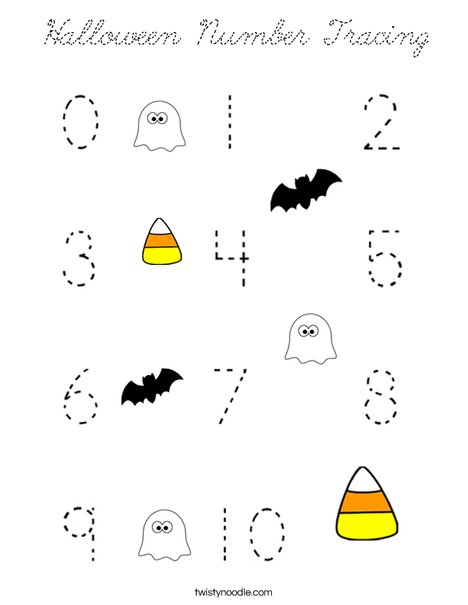 Halloween Number Tracing Coloring Page