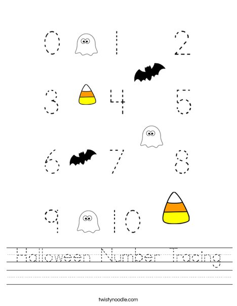 Halloween Number Tracing Worksheet