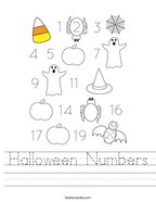 Halloween Numbers Handwriting Sheet