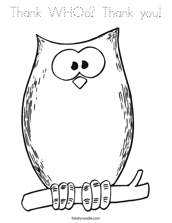 Thank WHOo? Thank you! Coloring Page