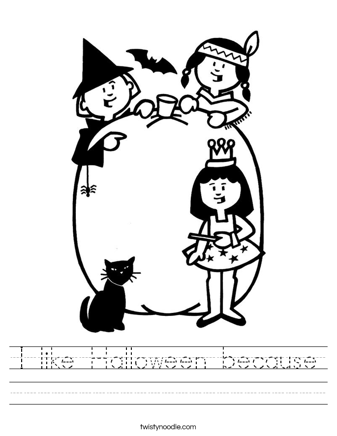 I like Halloween because Worksheet