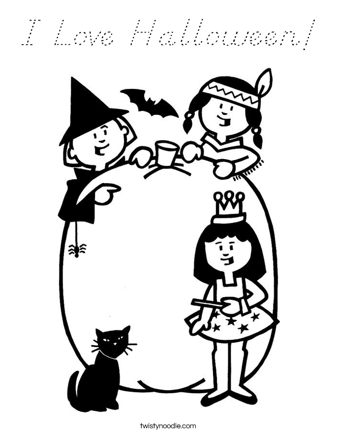 I Love Halloween! Coloring Page