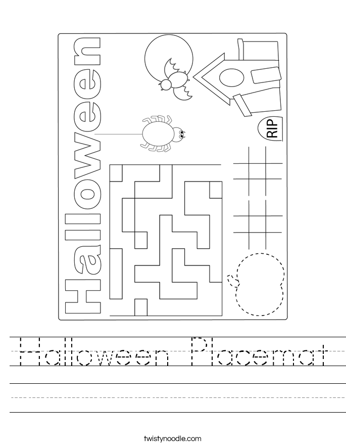 Halloween Placemat Worksheet