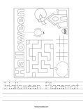 Halloween Placemat Worksheet
