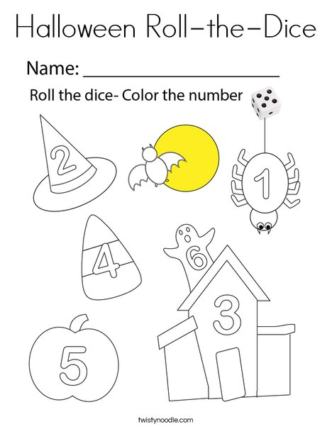 Halloween Roll-the-Dice Coloring Page