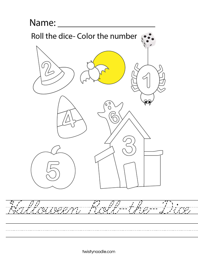 Halloween Roll-the-Dice Worksheet