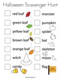 Halloween Scavenger Hunt Coloring Page