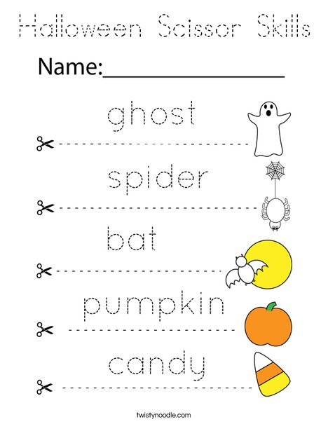 Halloween Scissor Skills Coloring Page