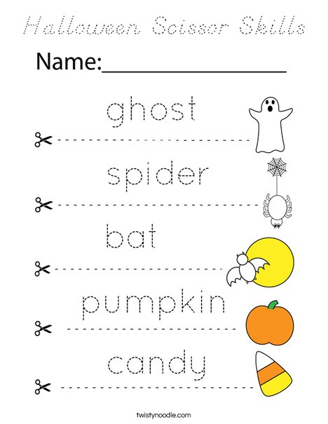 Halloween Scissor Skills Coloring Page