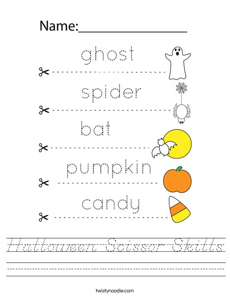 Halloween Scissor Skills Worksheet