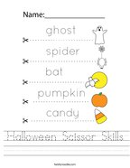 Halloween Scissor Skills Handwriting Sheet