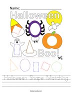 Halloween Shape Matching Handwriting Sheet