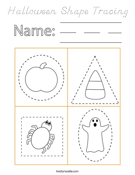 Halloween Shape Tracing Coloring Page