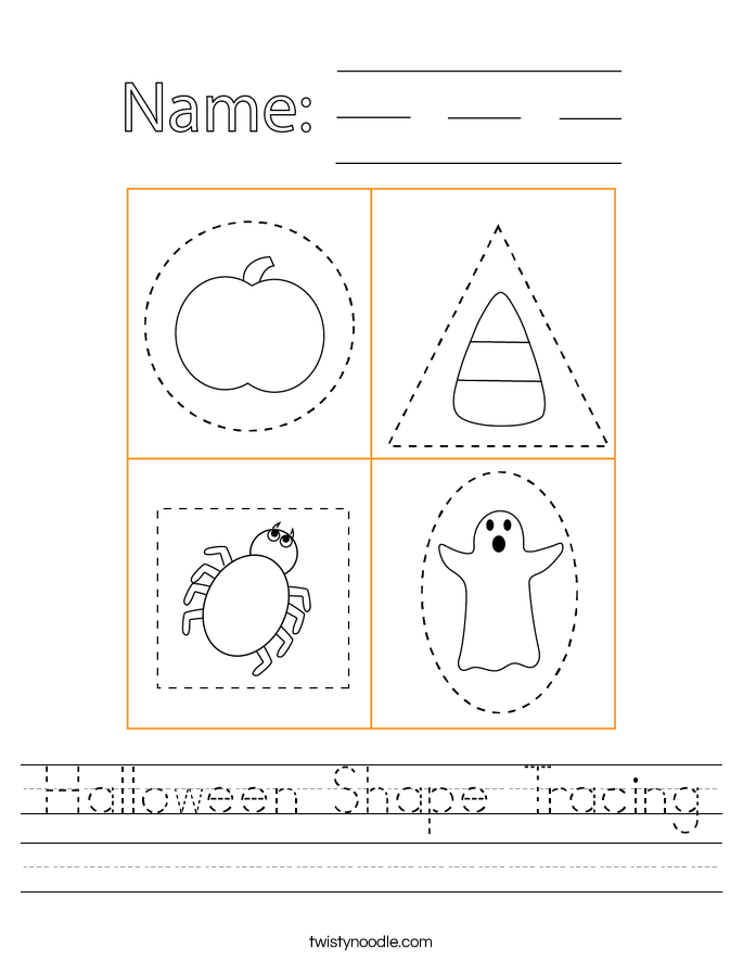 Halloween Shape Tracing Worksheet
