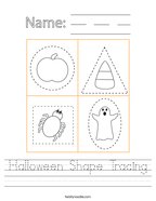 Halloween Shape Tracing Handwriting Sheet