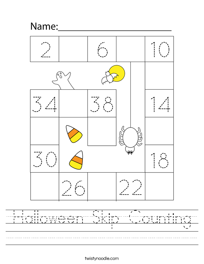 Halloween Skip Counting Worksheet