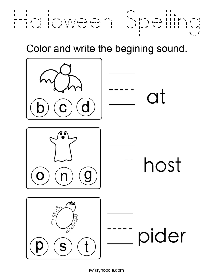 Halloween Spelling Coloring Page