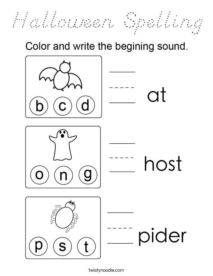 Halloween Spelling Coloring Page