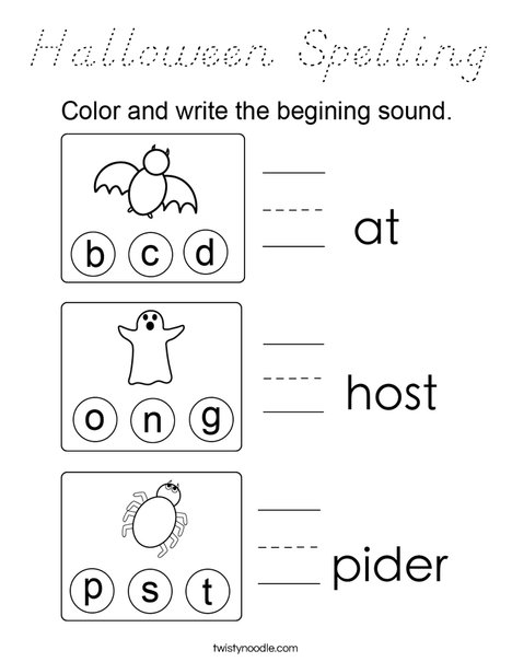 Halloween Spelling Coloring Page