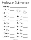 Halloween Subtraction Coloring Page
