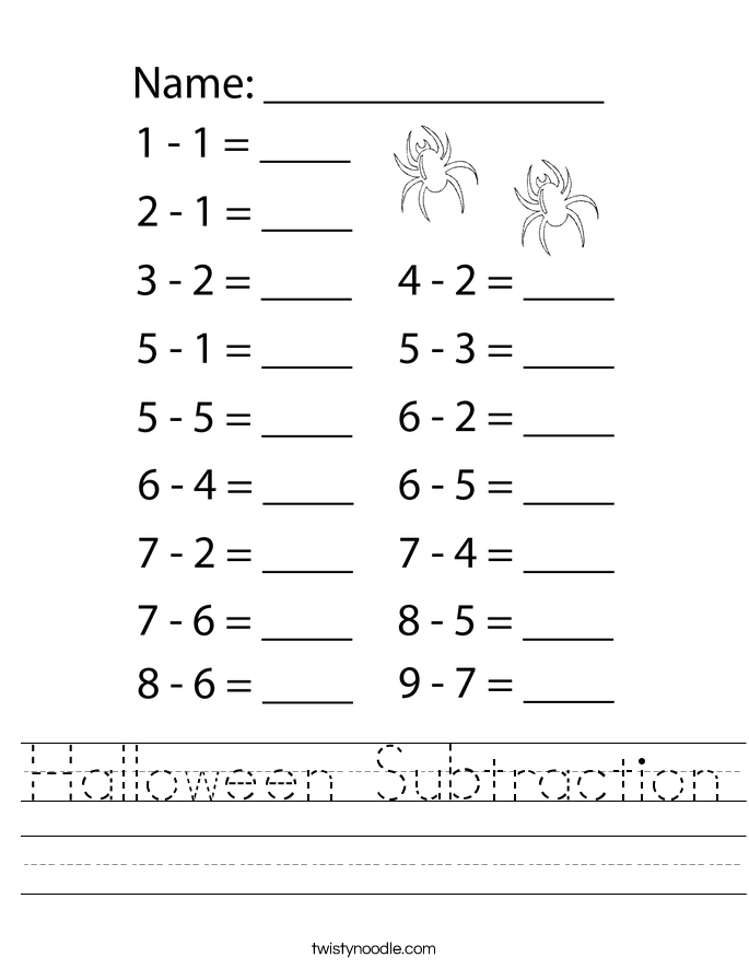 Halloween Subtraction Worksheet