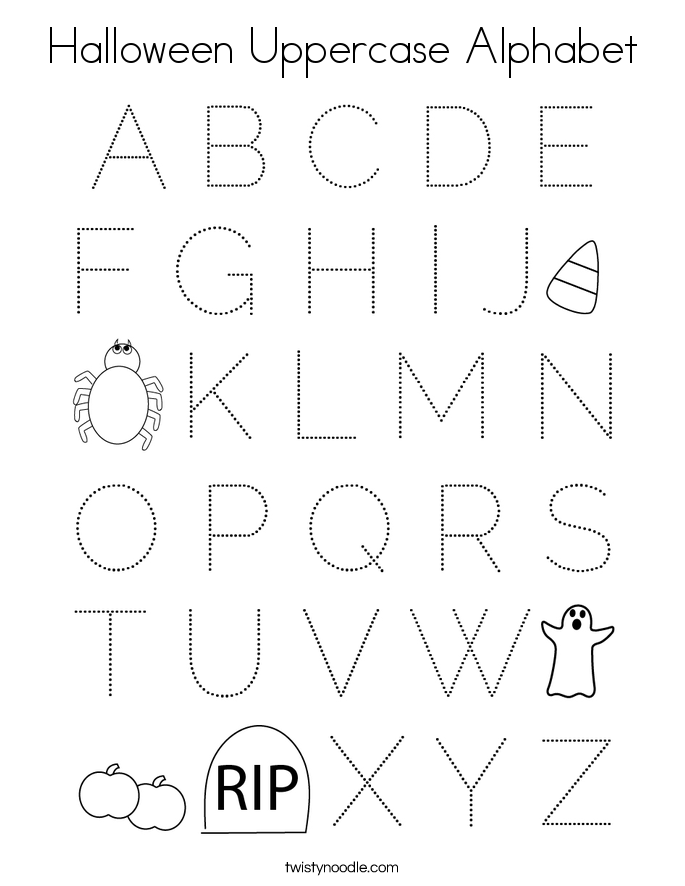 Halloween Uppercase Alphabet Coloring Page