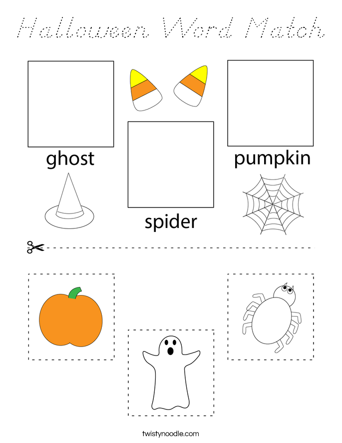 Halloween Word Match Coloring Page