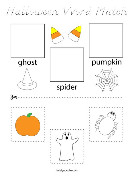 Halloween Word Match Coloring Page